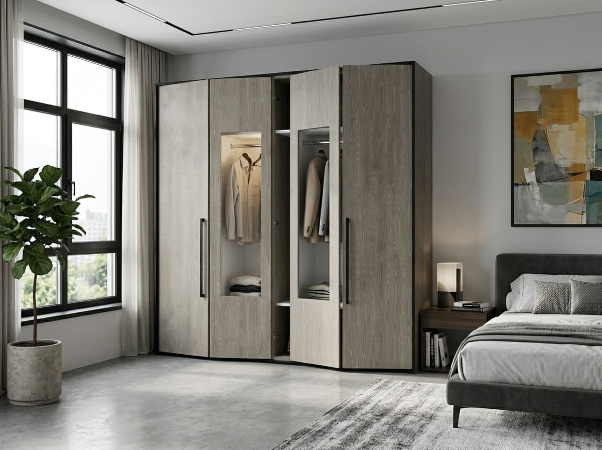 Puerta Plegable Lisa con Cristal